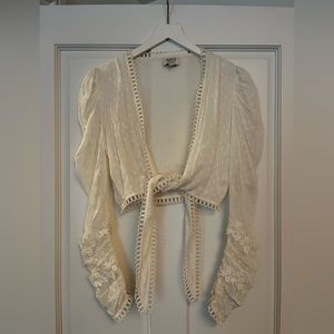 Hemant & Nandita Cream Knotted Crop Top